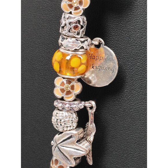 NOVEMBER Charm Bracelet 7.5-8.5 Willabee & Ward Danbury Thanksgiving Pie Turkey - Picture 6 of 11